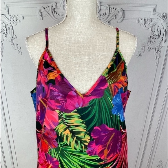 Tropical Print V- Neck Midi Cami Sundress - Picture 5 of 7